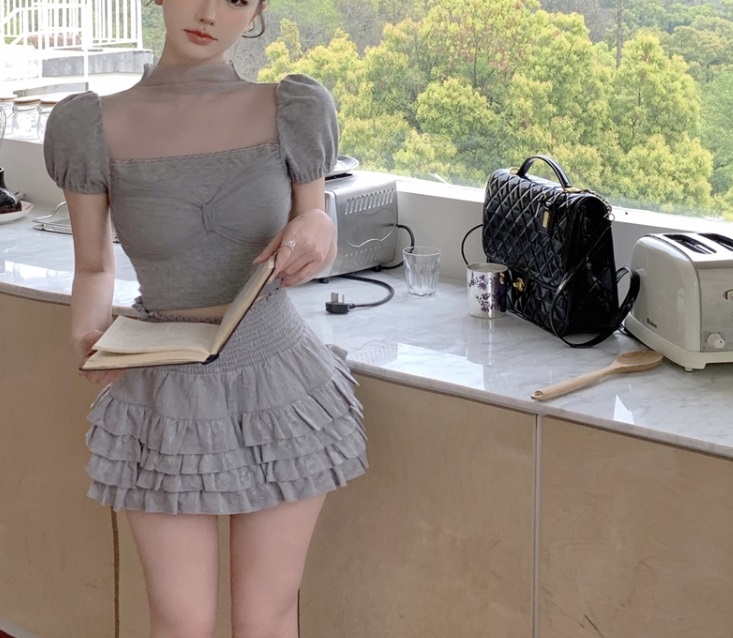 パンツ裏地シャーリングフリルティアードスカート | 詳細画像5
