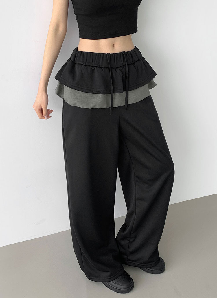 黒いフリル付き　シルクパンツ 黒いフリル付き シルクパンツ