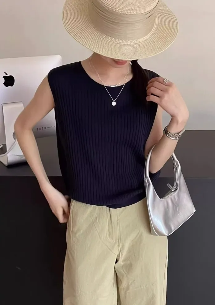 バッククロスフレンチスリーブリブニット | 詳細画像1