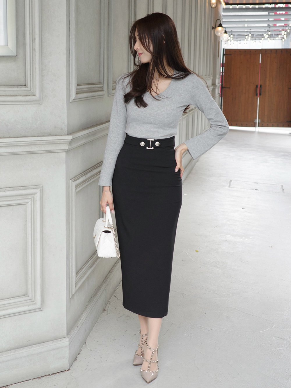 ウエストバックルIラインロングスカート | 詳細画像4