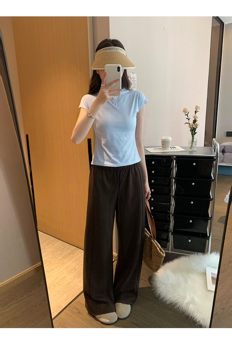 リネン混モックネックフレンチスリーブTシャツ | 詳細画像12
