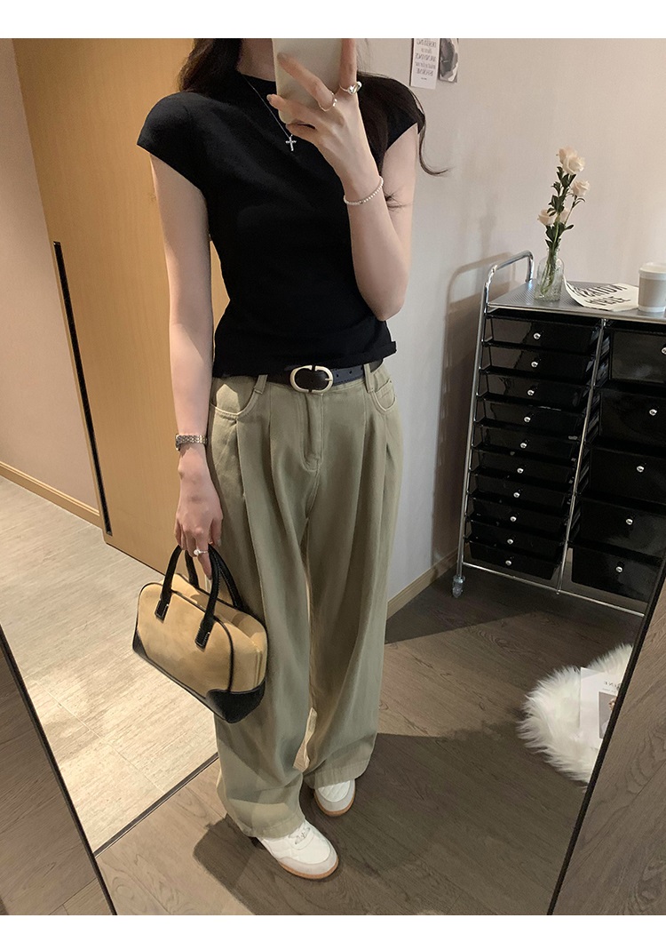 リネン混モックネックフレンチスリーブTシャツ | 詳細画像18