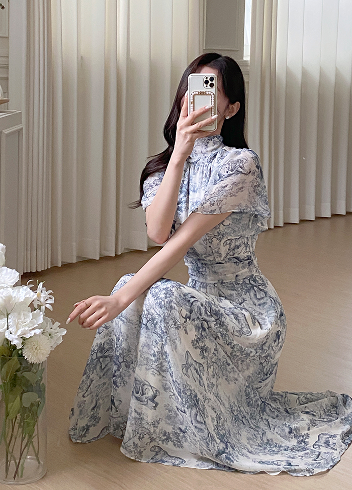 スカーフハイネックトワルドジュイワンピース | レディース