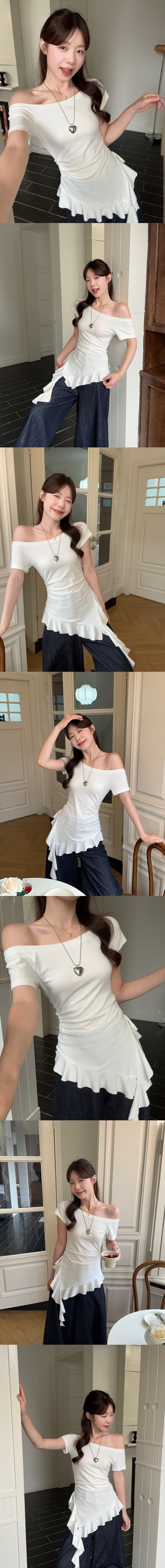 アシメフリルワンショル半袖Tシャツ | 詳細画像2