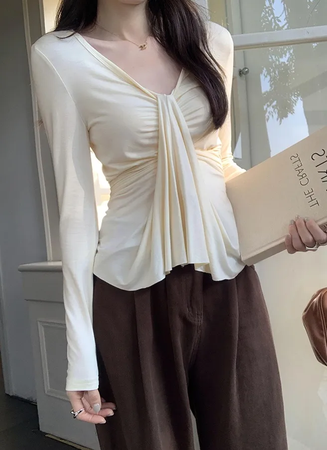 ドレープVネック長袖Tシャツ | 詳細画像1