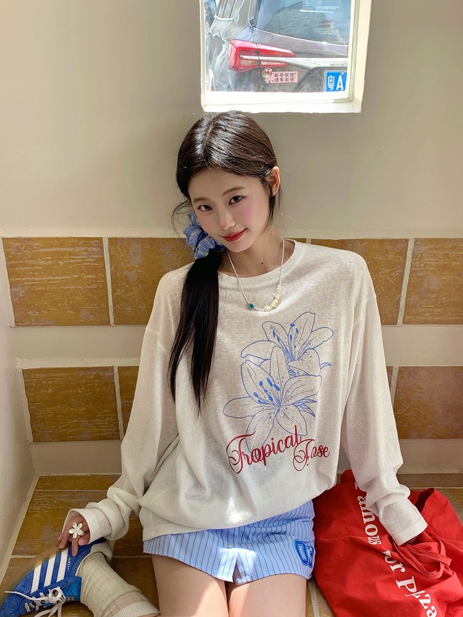 フラワープリントロゴルーズTシャツ | 詳細画像2