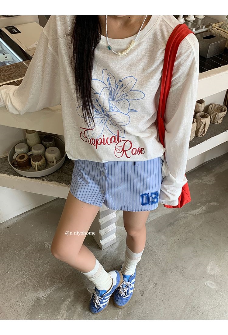 フラワープリントロゴルーズTシャツ | 詳細画像7