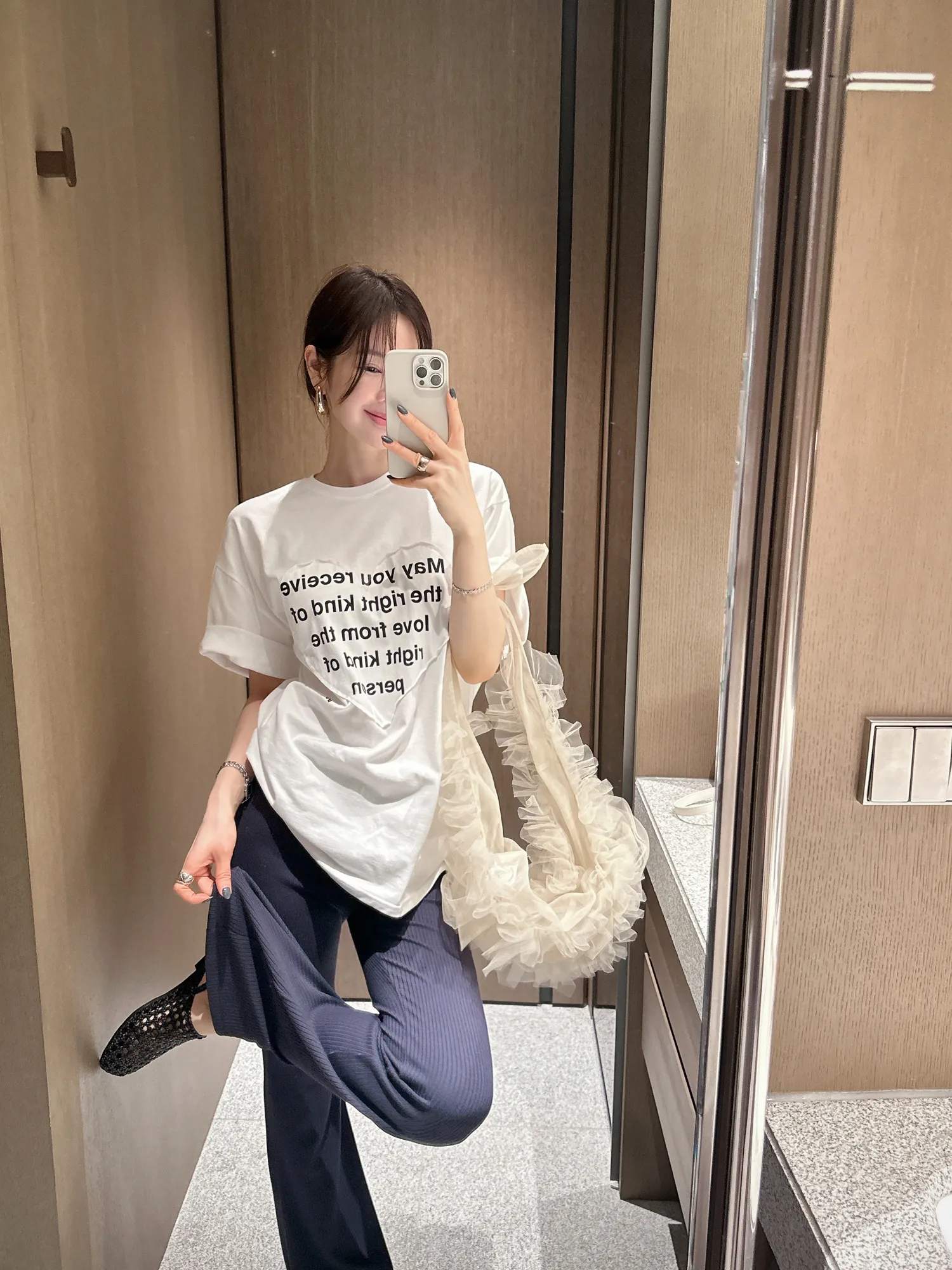 ハートカットレタリング半袖Tシャツ | partysu | 詳細画像1