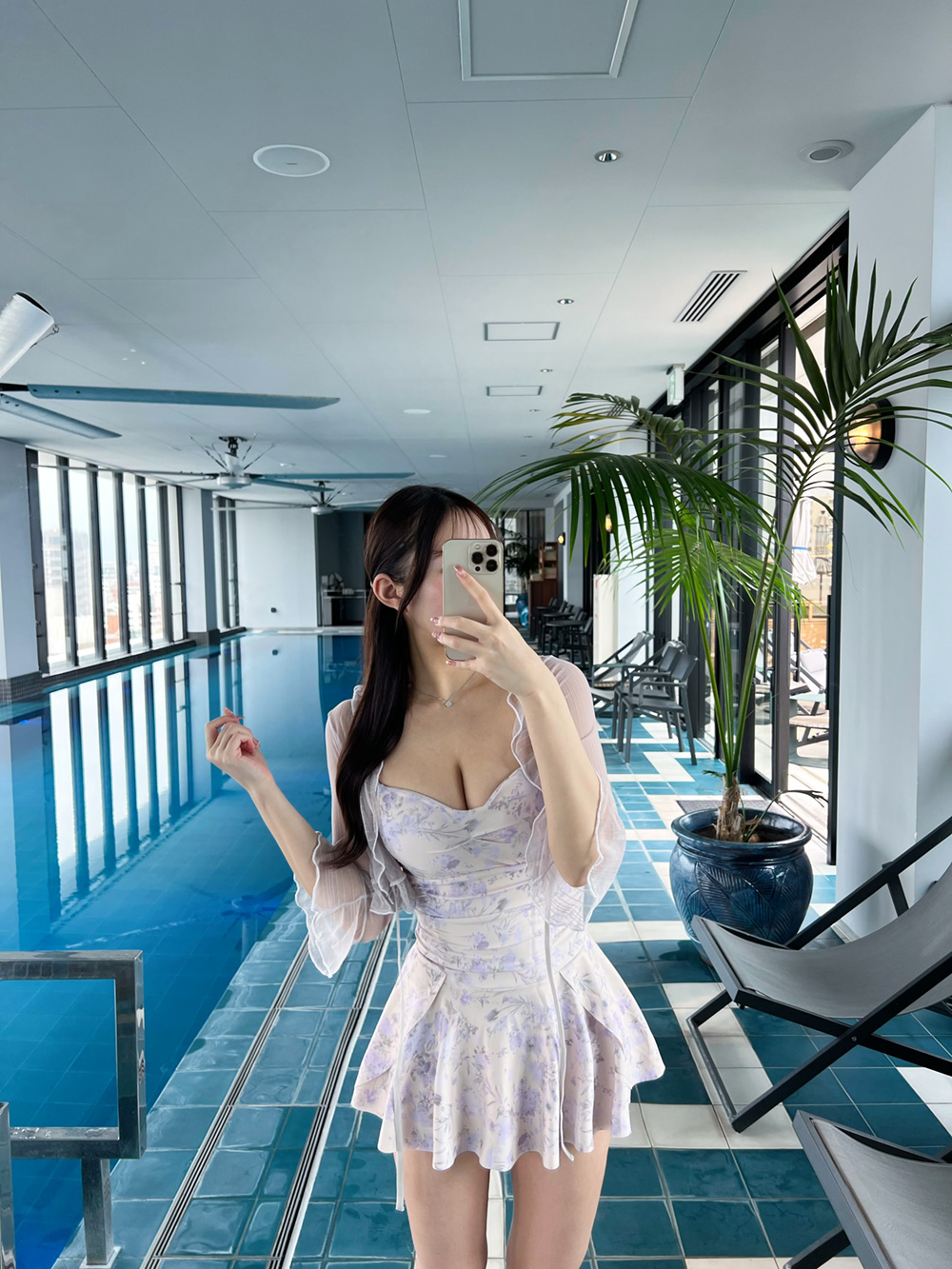 カバーアップ付花柄ワンピース水着 | 詳細画像7