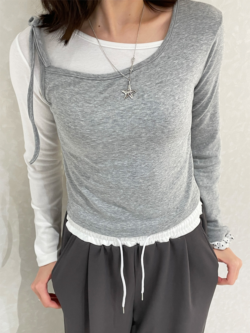 アシメネック長袖Tシャツ2SET | レディースファッション通販 - DHOLIC