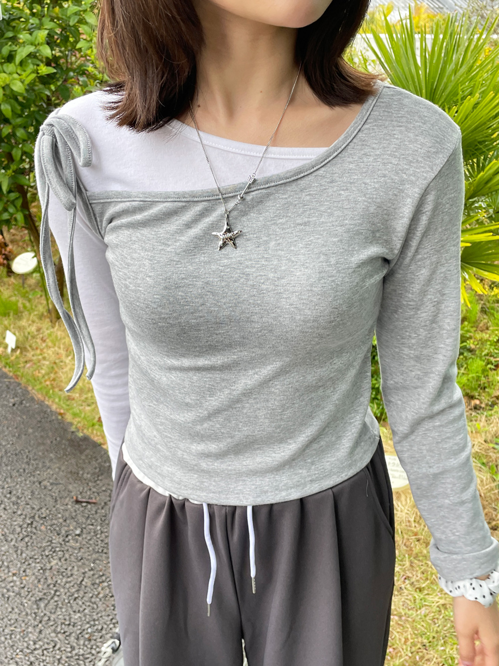 dholicアシメトップスセット アシメネック長袖Tシャツ2SET | レディースファッション通販 - DHOLIC