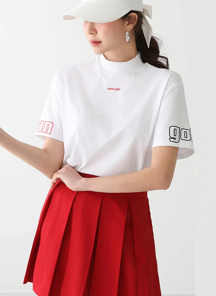 クールレタリングモックネック半袖Tシャツ | pippin | 詳細画像1