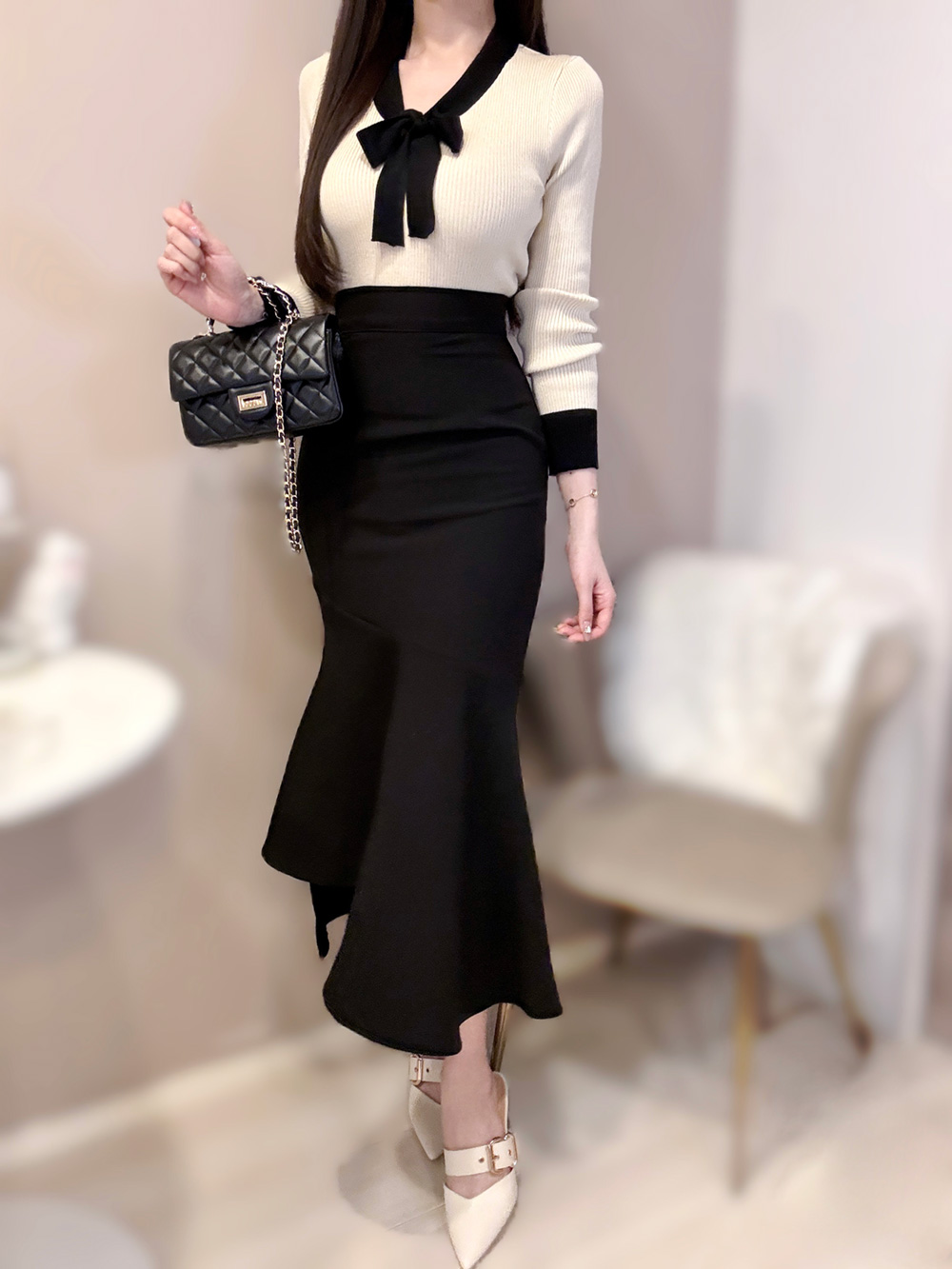 美品　MARLENEDAM ITALY マーレンダム 本革　スカート　M L 077-202505160281_1.jpg