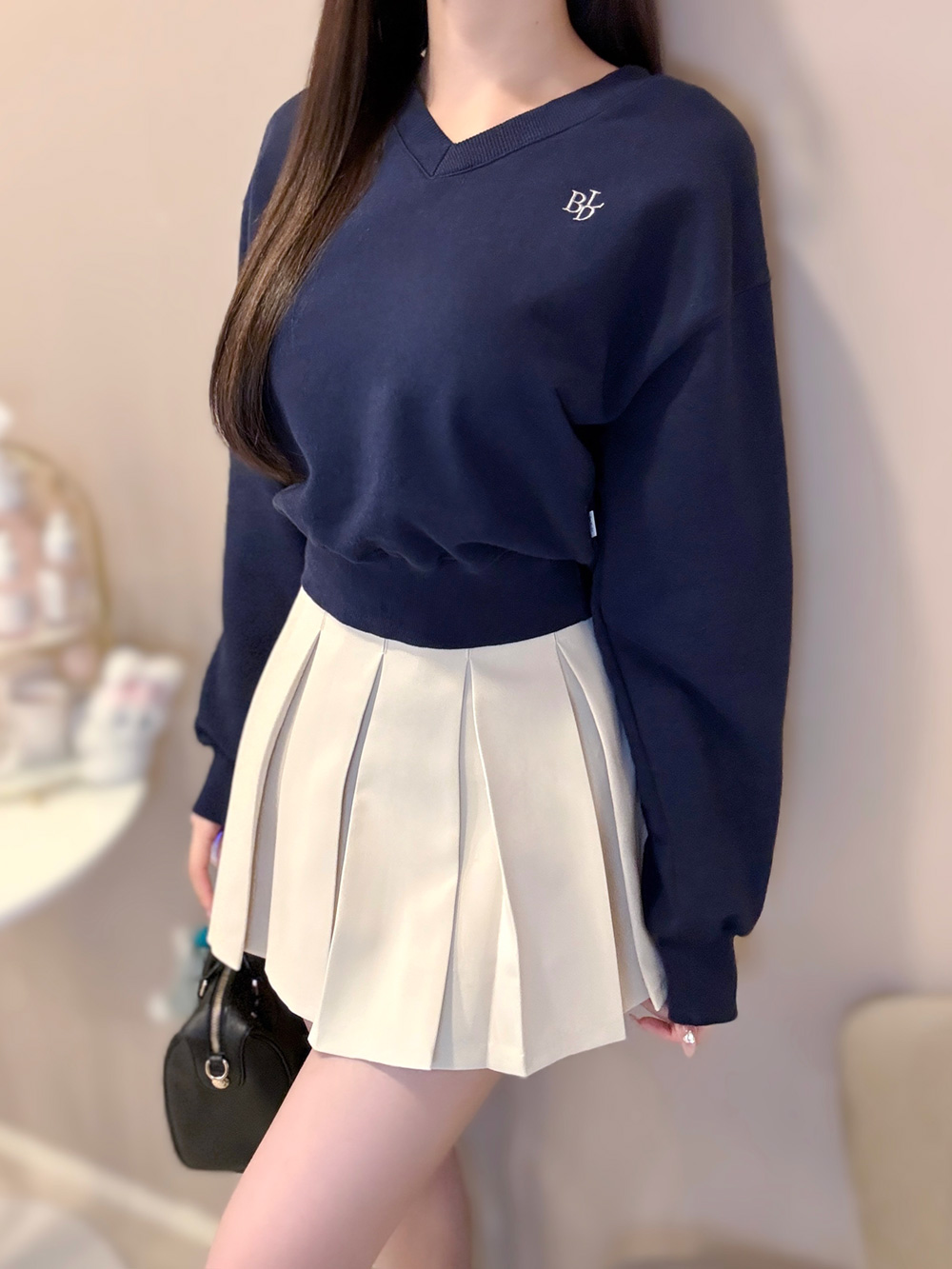 lillily リルリリー サテンリボンプリーツミニスカート　BLUE lillily リルリリー サテンリボンプリーツミニスカート BLUE