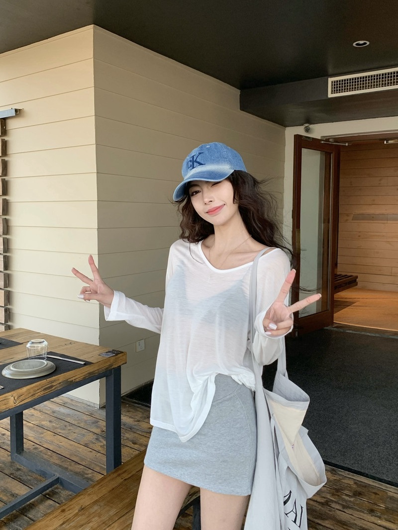 テンセル混UネックルーズTシャツ | 詳細画像8