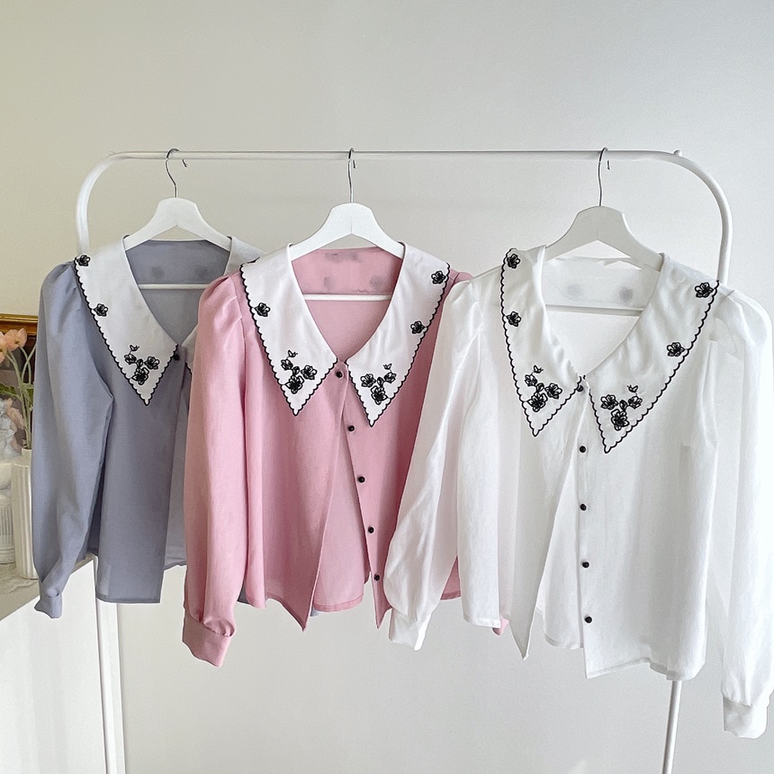 花柄刺繍バリモアカラーブラウス | mirangmirang | 詳細画像26