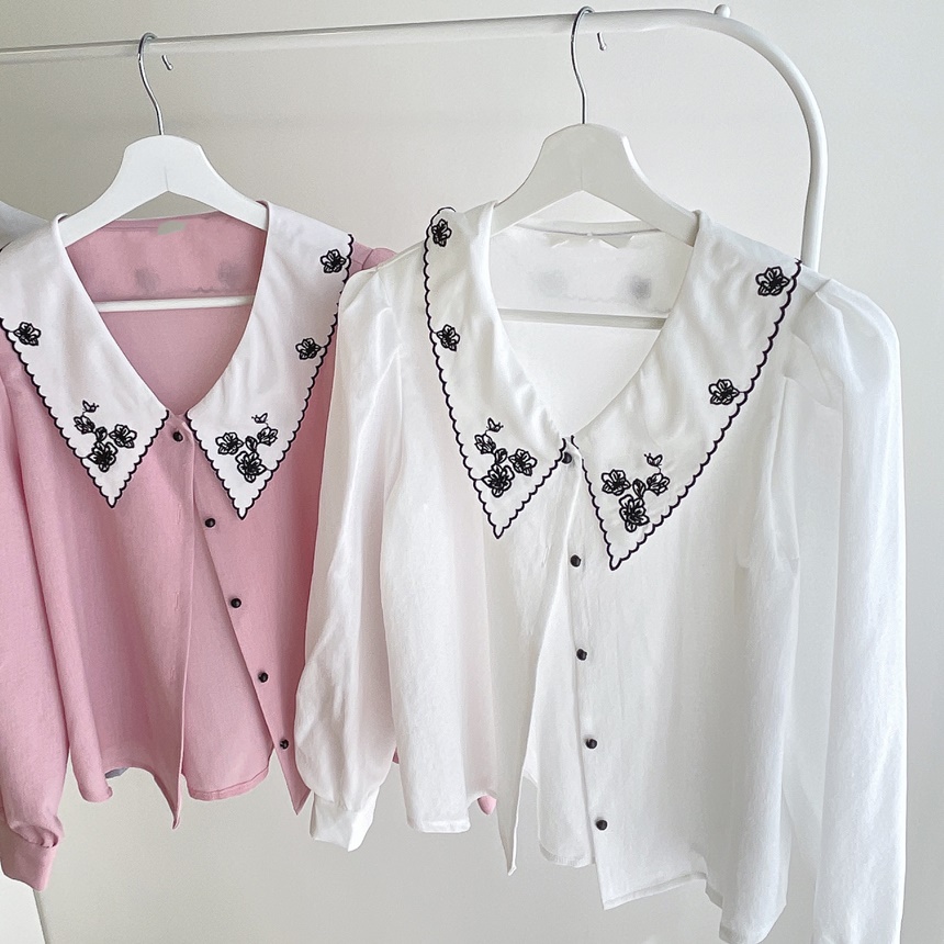 花柄刺繍バリモアカラーブラウス | mirangmirang | 詳細画像27