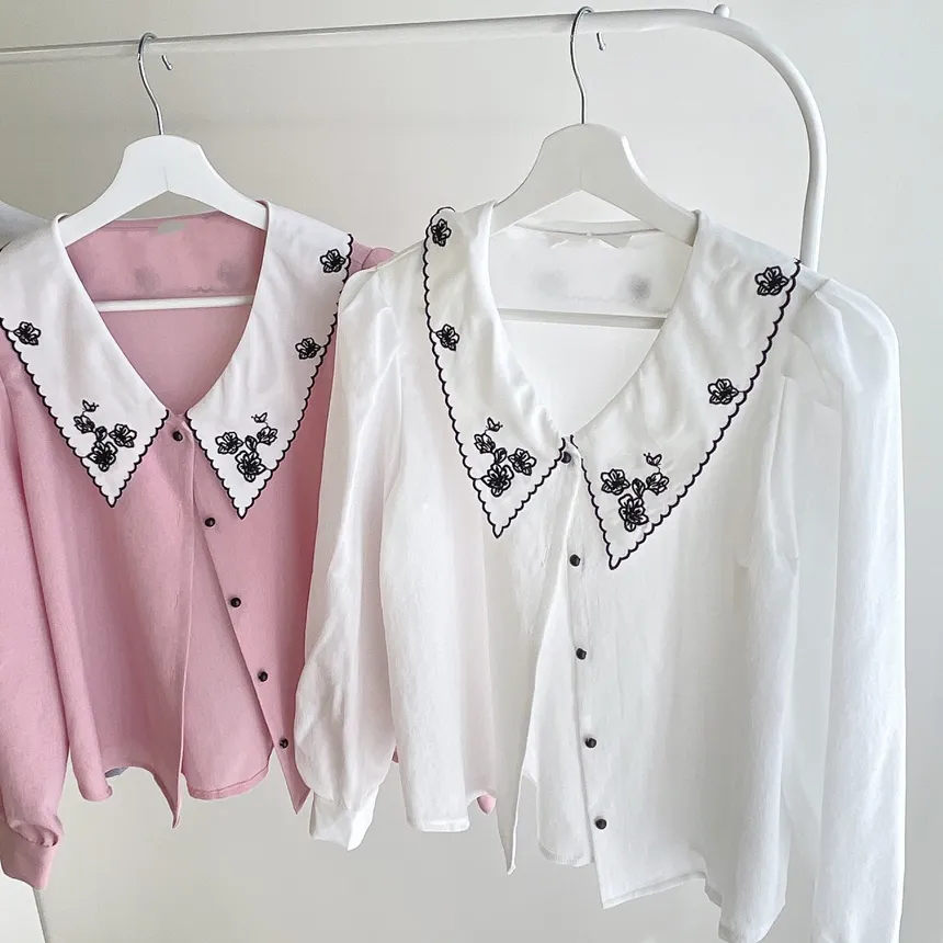 花柄刺繍バリモアカラーブラウス | mirangmirang | 詳細画像26