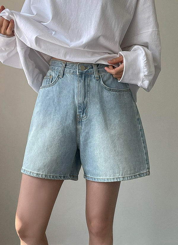 デニムショーツ ウォッシングショートデニムパンツ | レディースファッション