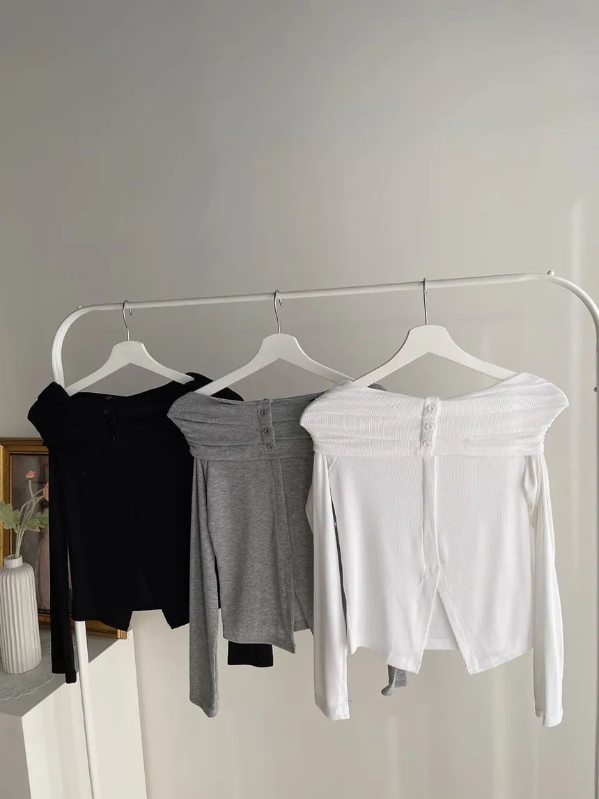 ボタンシャーリングオフショルTシャツ | mirangmirang | 詳細画像25
