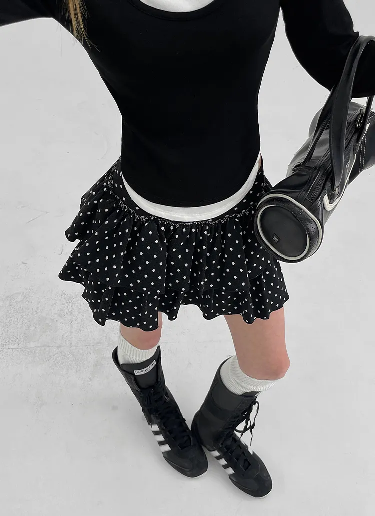 ドットフリルティアードミニスカートパンツ | blackup | 詳細画像1