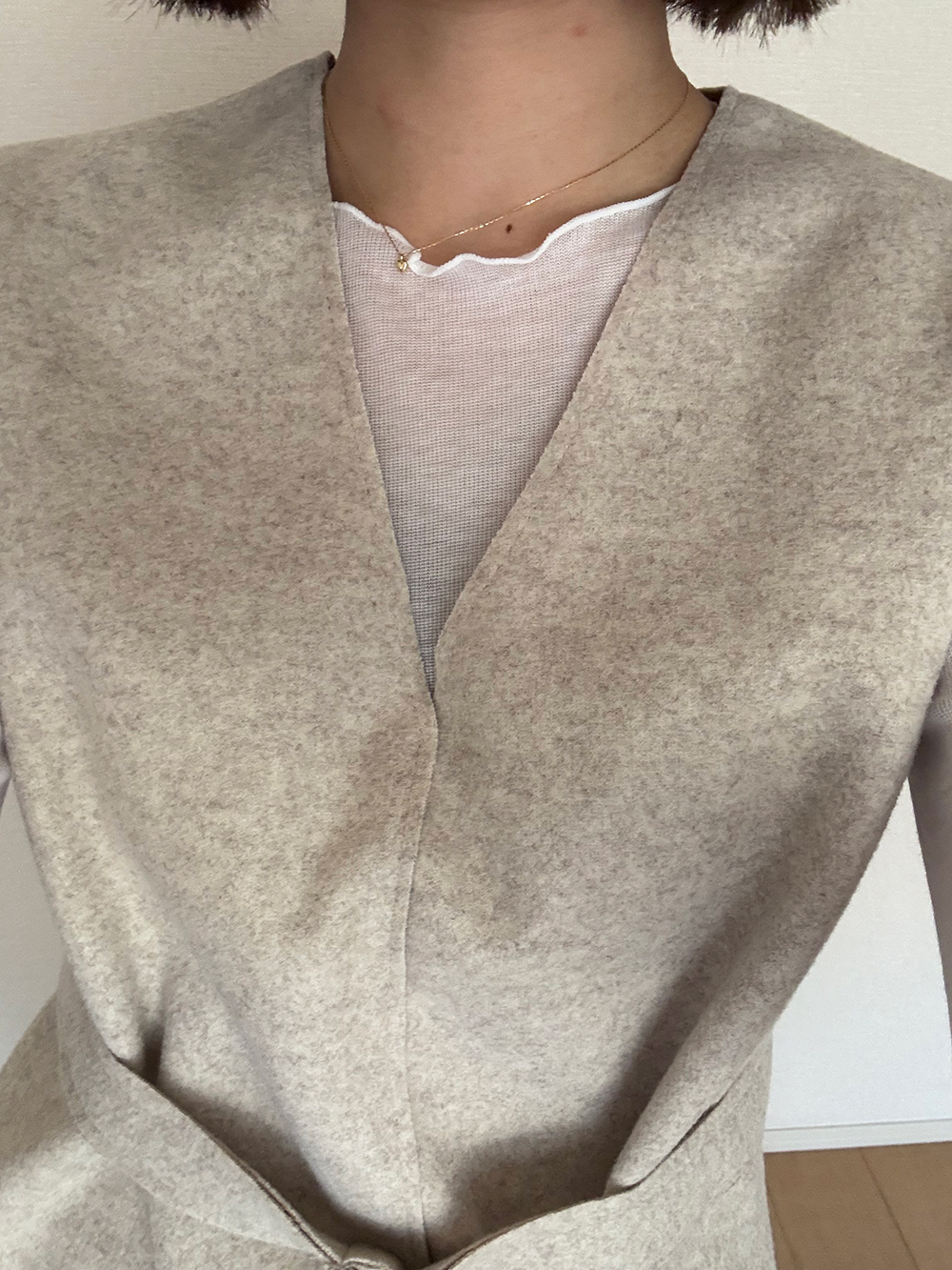 ベルト付ウール混Vネックベスト | 詳細画像7