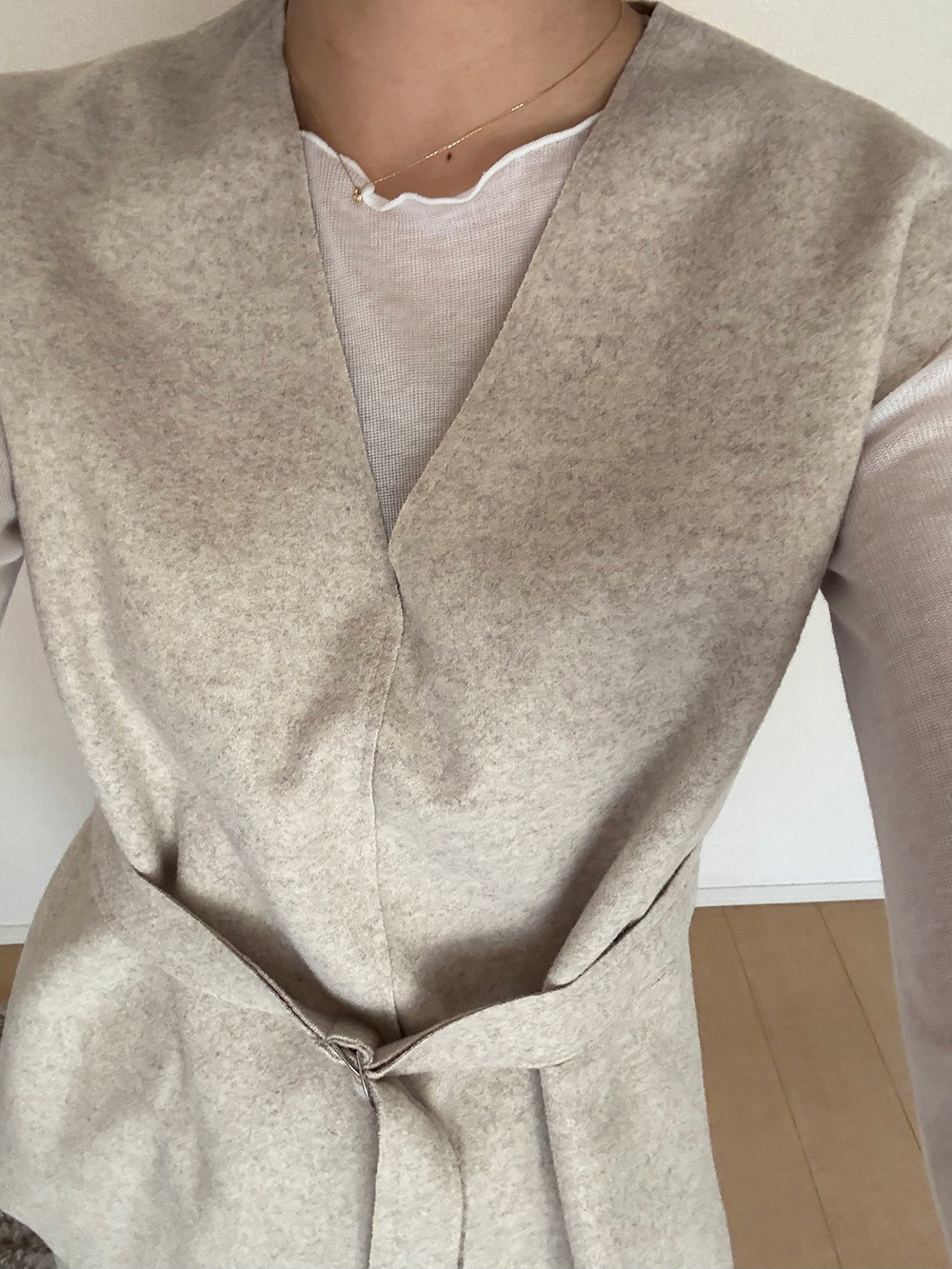 ベルト付ウール混Vネックベスト | 詳細画像8
