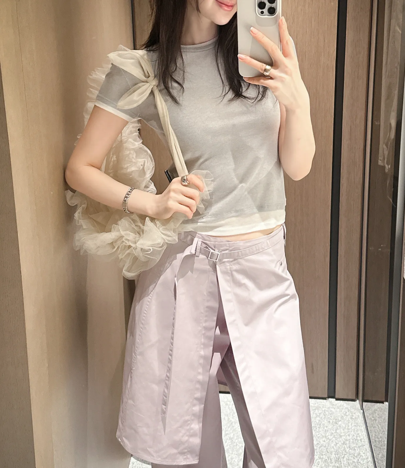 半袖レイヤード風ラウンドネックTシャツ | partysu | 詳細画像1