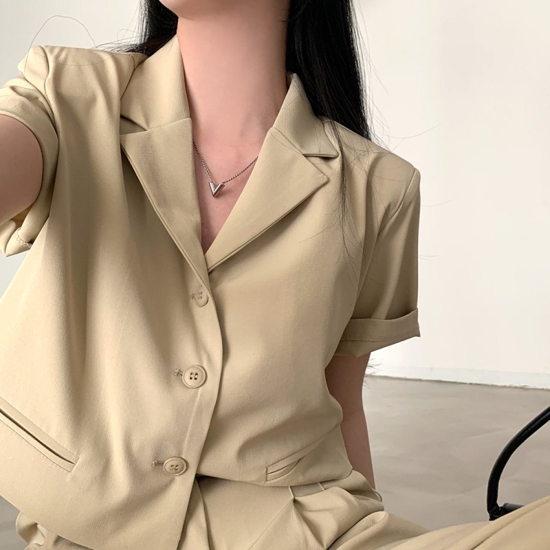 半袖クロップドジャケット&ツータックスラックスSET | 詳細画像14