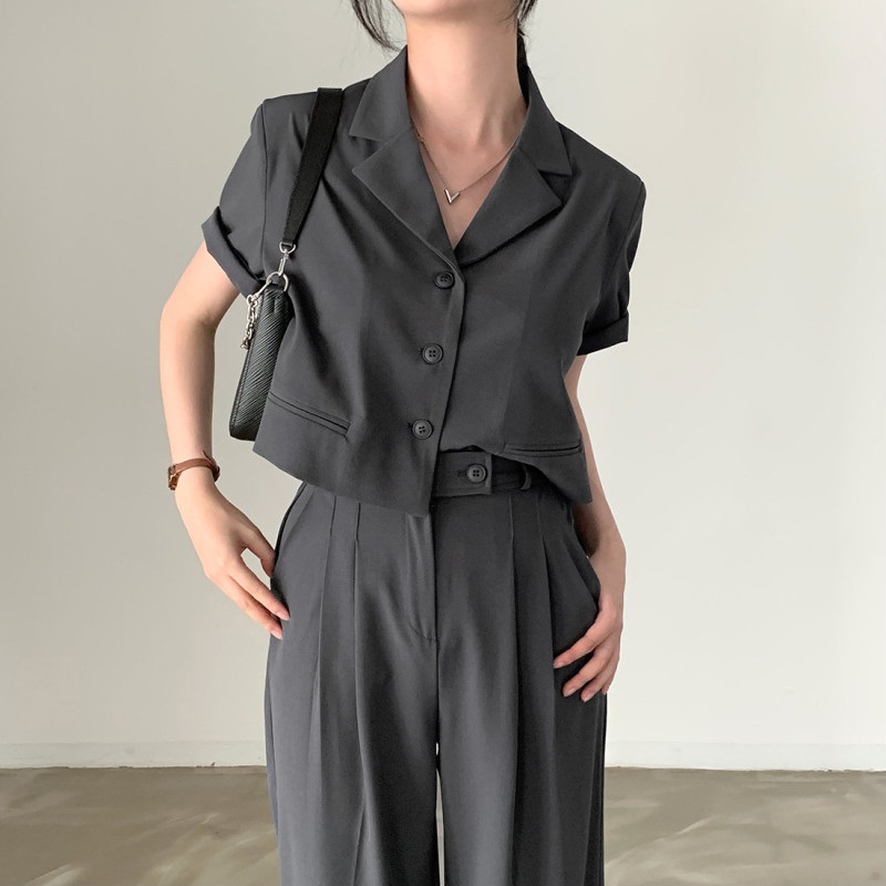 半袖クロップドジャケット&ツータックスラックスSET | 詳細画像19