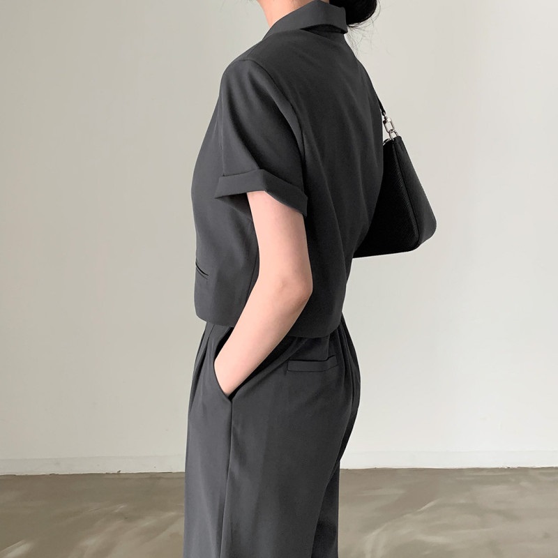 半袖クロップドジャケット&ツータックスラックスSET | 詳細画像20