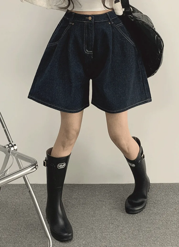 ワンタックディープフレアショートデニムパンツ | withhuilin | 詳細画像1