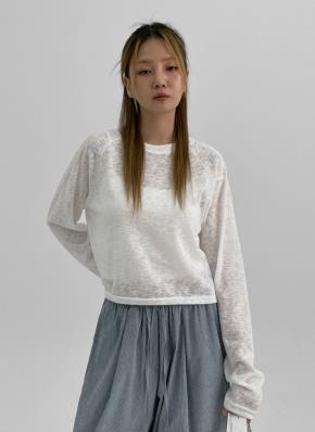 新品タグ付き　PRIORITY（プライオリティ） モヘア混シアーニット セール】モヘア混シアーニットプルオーバー（ニット/セーター