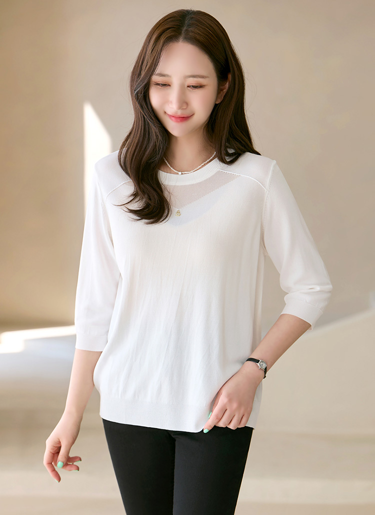 新着 on 7900□Base Chic bc07x1 カシミア 半袖 ニットセーター トップス