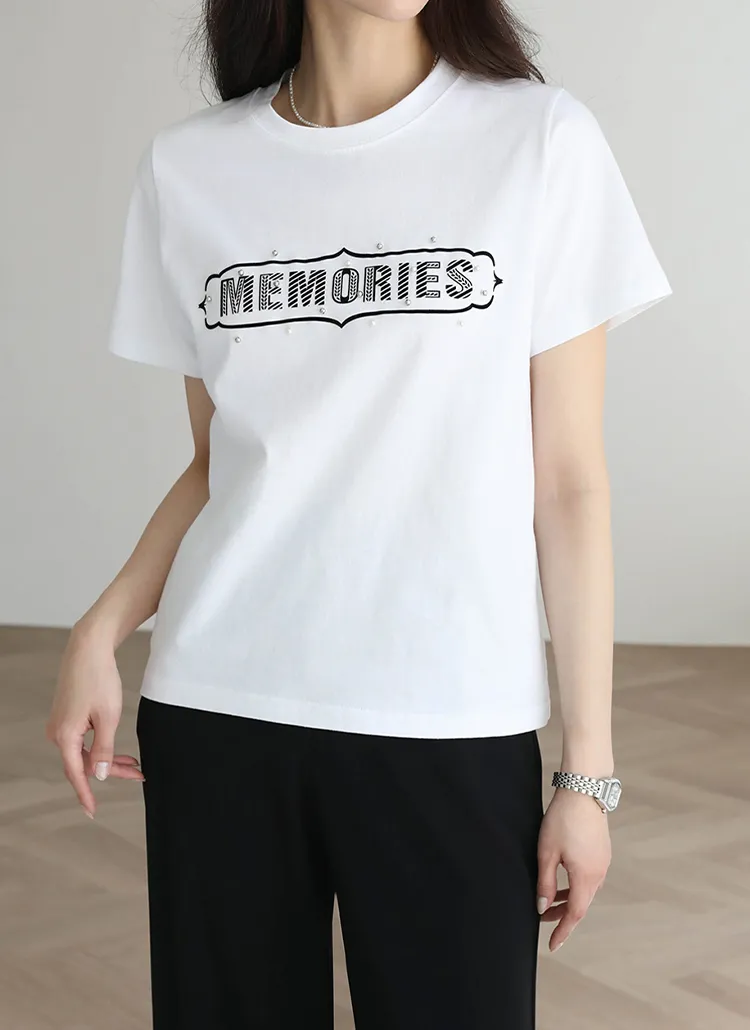 MEMORIESビーズ半袖Tシャツ | pippin | 詳細画像1