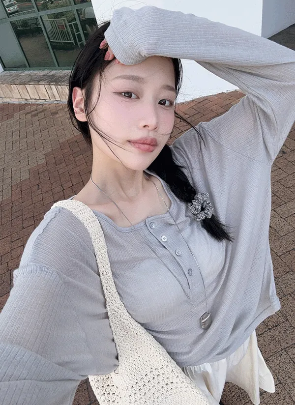 ボクシーヘンリーネックリブTシャツ | 66girls | 詳細画像1