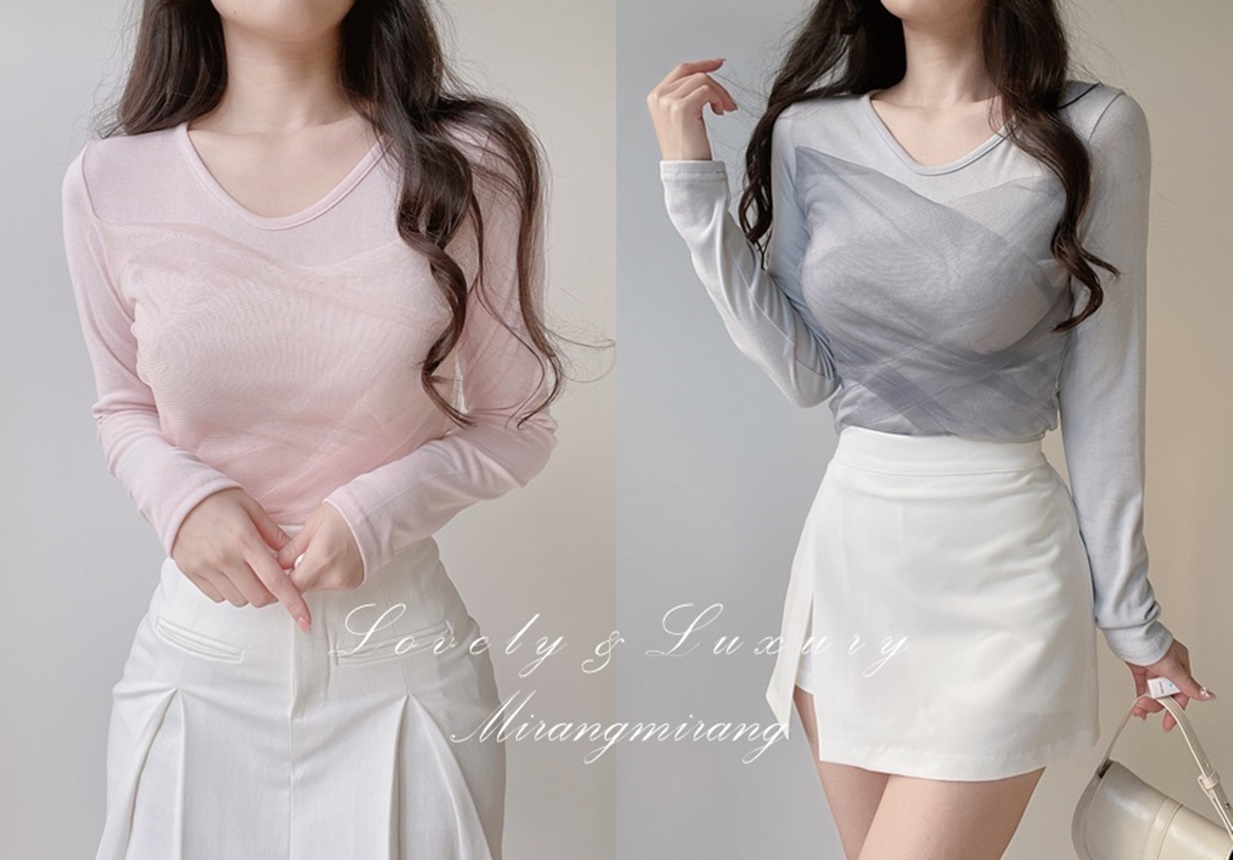 シフォンVネックTシャツ | mirangmirang | 詳細画像2