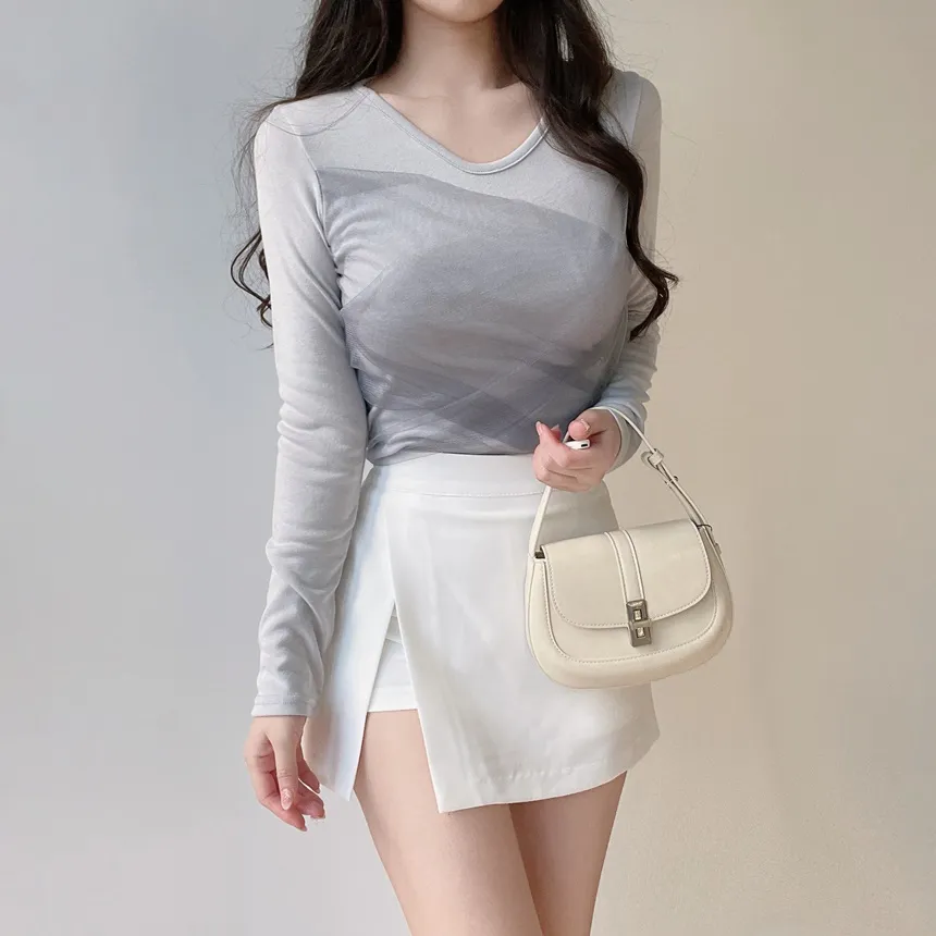 シフォンVネックTシャツ | mirangmirang | 詳細画像2
