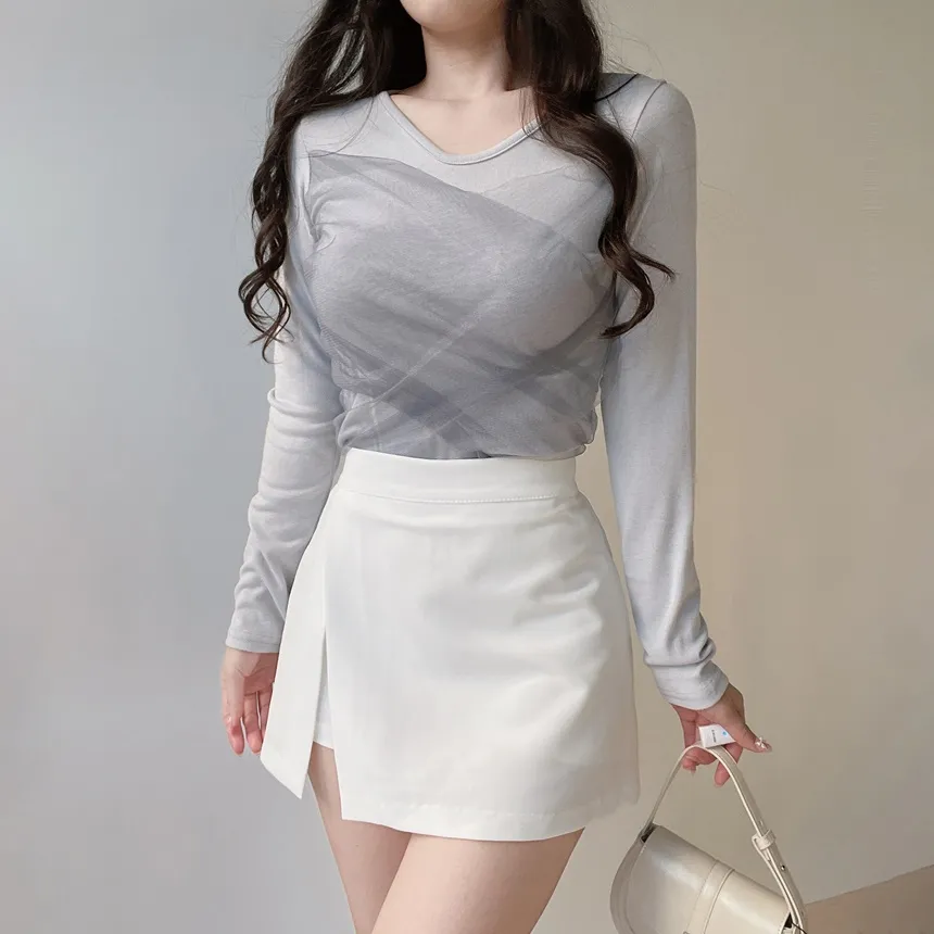 シフォンVネックTシャツ | mirangmirang | 詳細画像3