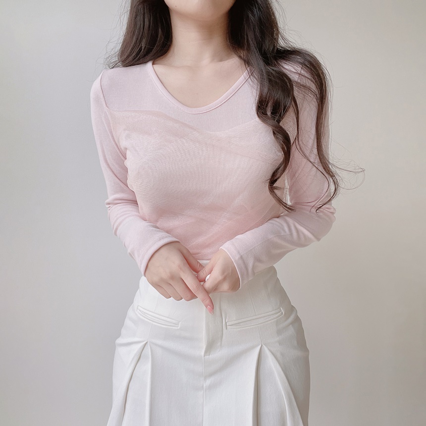 シフォンVネックTシャツ | mirangmirang | 詳細画像7