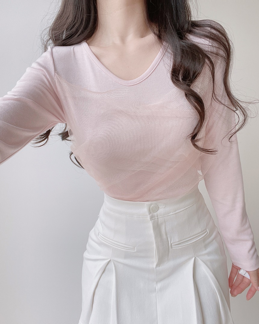 シフォンVネックTシャツ | mirangmirang | 詳細画像11