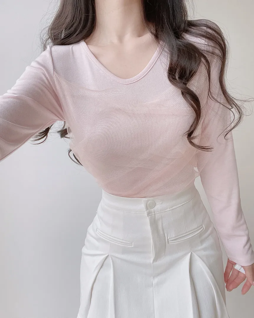 シフォンVネックTシャツ | mirangmirang | 詳細画像10