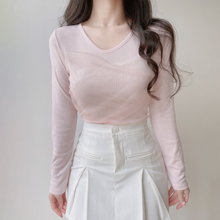 シフォンVネックTシャツ | mirangmirang | 詳細画像12