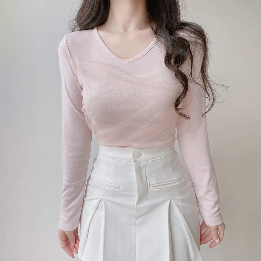 シフォンVネックTシャツ | mirangmirang | 詳細画像11
