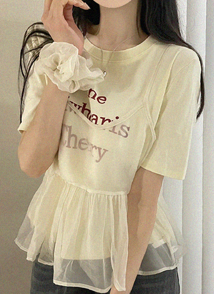 シュシュ付シアービスチェ&Cherry半袖TシャツSET | レディース