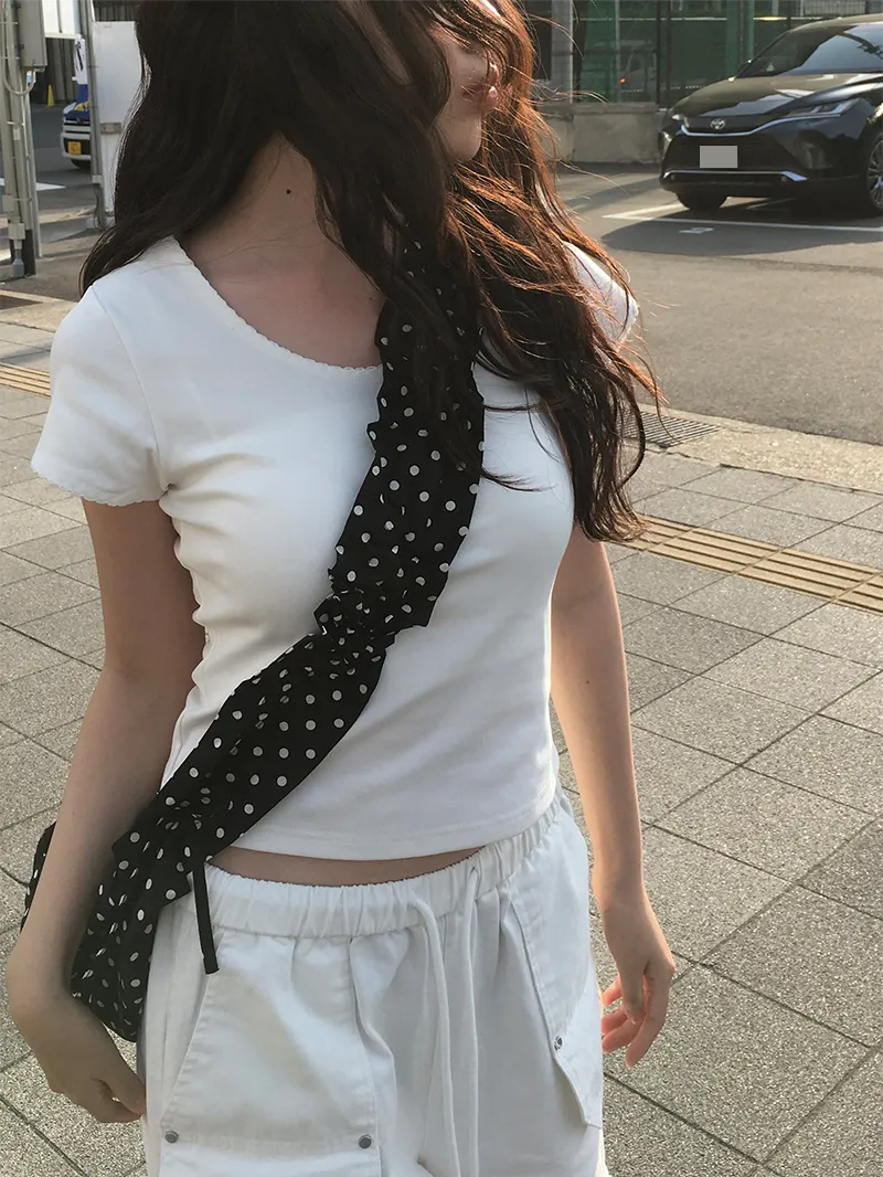 スカラップレースUネック半袖Tシャツ | anyonemore | 詳細画像1