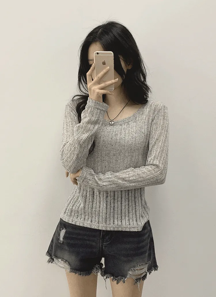 UネックメランジTシャツ | withhuilin | 詳細画像1