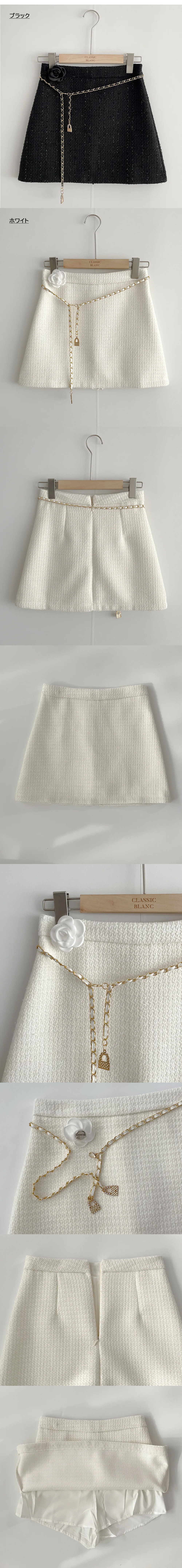 チェーンベルト&ブローチ付パンツ裏地ツイードミニスカート | 詳細画像13