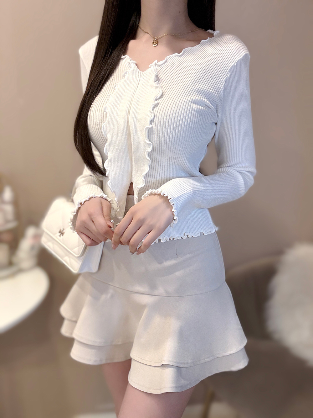 メロウフリルVネックニット | 詳細画像11
