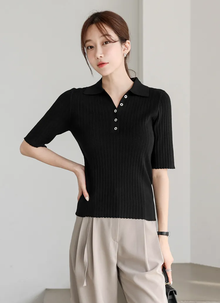 ニットカラーTシャツ | Auberie | 詳細画像1